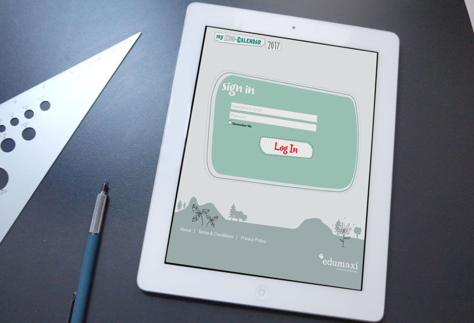 My Eco Calendar website displayed on tablet